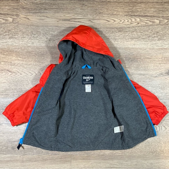 OshKosh B’gosh Jacket Windbreaker Hood Lined Baby Boys 12 Months Blue Red - Picture 6 of 9